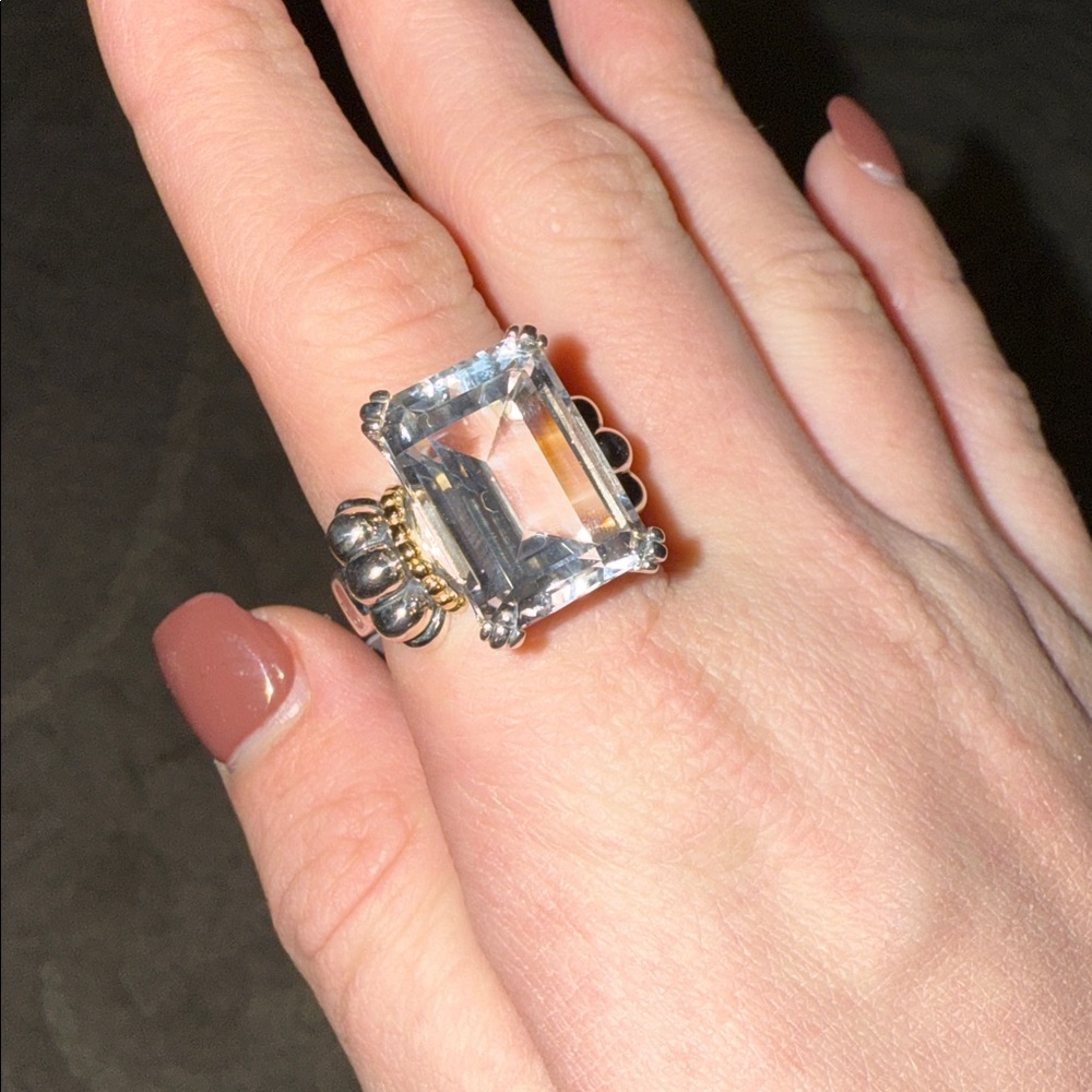 LAGOS Extra Large Emerald-Cut White Topaz Ring